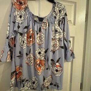 Kristin Nicole Cato Blue and Orange Floral Blouse